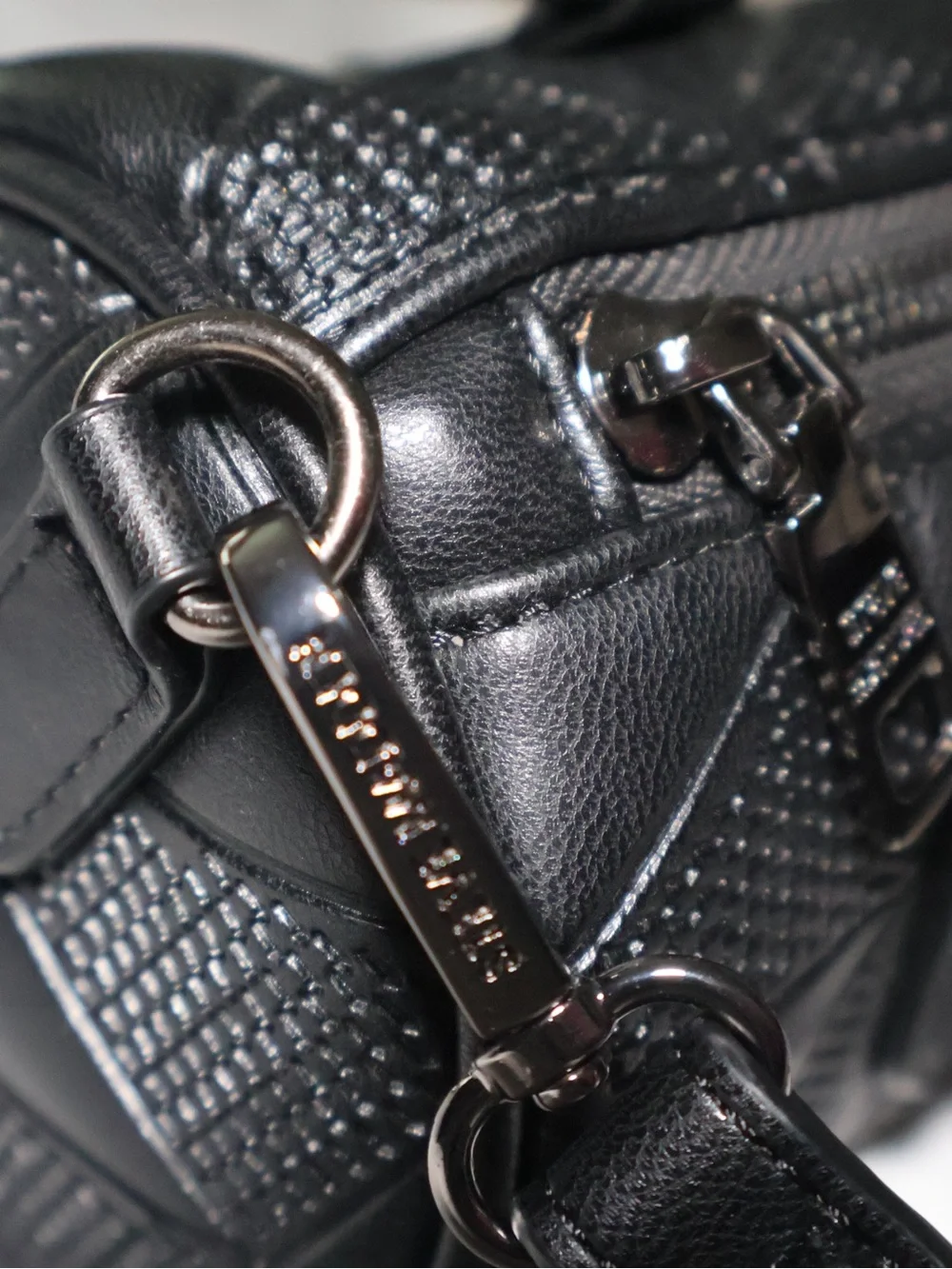 Steve Madden Black Quilted Leather Barrel Bag
